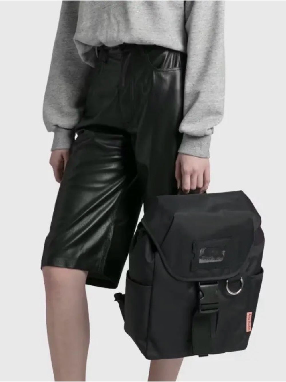 Acne Studios unisex Black Nylon Flap Backpack with Buckle